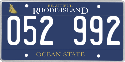 RI license plate 052992