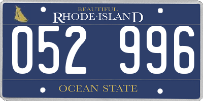 RI license plate 052996