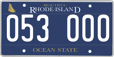 RI license plate 053000