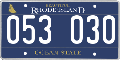RI license plate 053030
