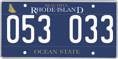 RI license plate 053033