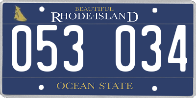 RI license plate 053034