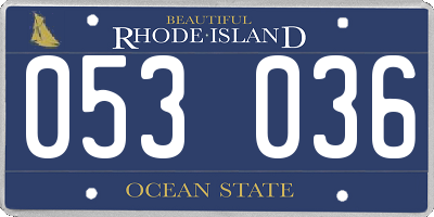 RI license plate 053036