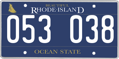 RI license plate 053038