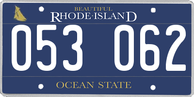 RI license plate 053062