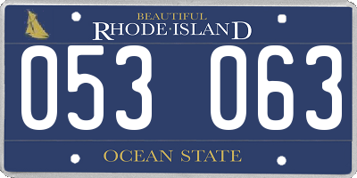 RI license plate 053063