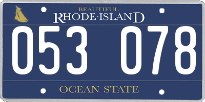 RI license plate 053078