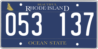 RI license plate 053137