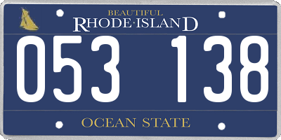 RI license plate 053138