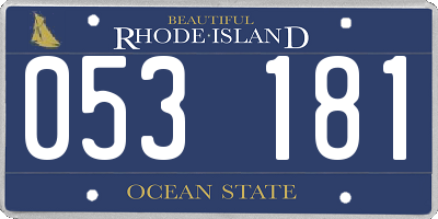 RI license plate 053181