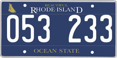 RI license plate 053233