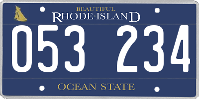 RI license plate 053234