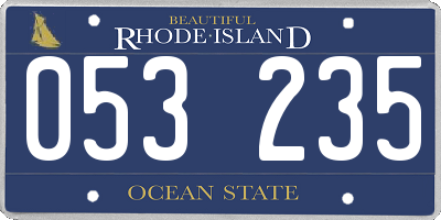 RI license plate 053235