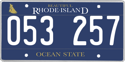 RI license plate 053257