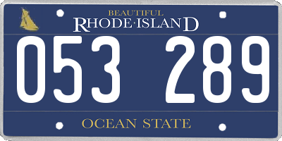 RI license plate 053289
