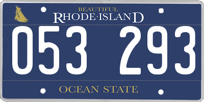 RI license plate 053293