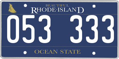 RI license plate 053333