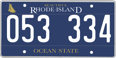 RI license plate 053334