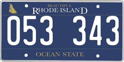 RI license plate 053343