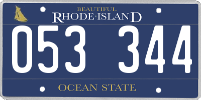 RI license plate 053344