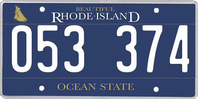 RI license plate 053374