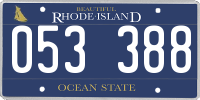 RI license plate 053388
