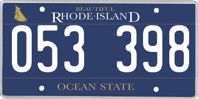 RI license plate 053398