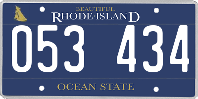 RI license plate 053434