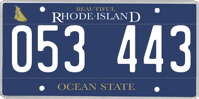 RI license plate 053443
