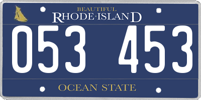RI license plate 053453