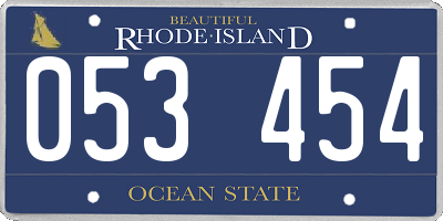 RI license plate 053454