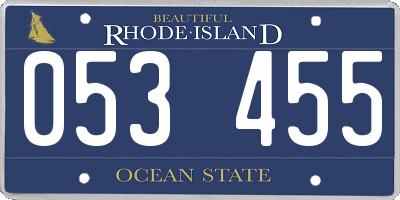 RI license plate 053455