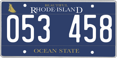 RI license plate 053458