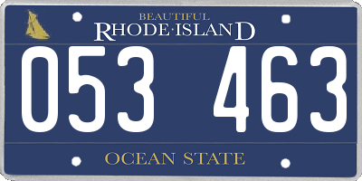 RI license plate 053463