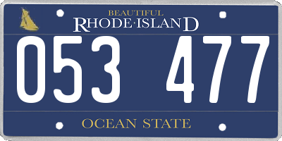 RI license plate 053477