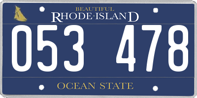 RI license plate 053478