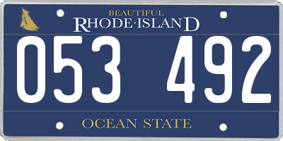 RI license plate 053492