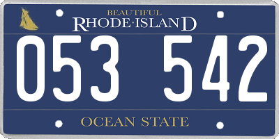 RI license plate 053542