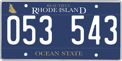 RI license plate 053543