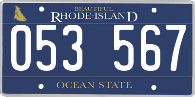 RI license plate 053567
