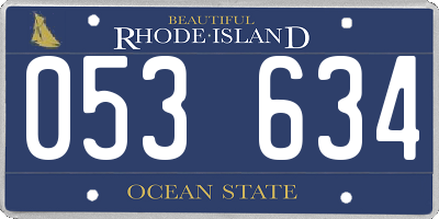 RI license plate 053634