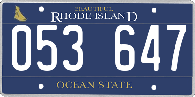 RI license plate 053647