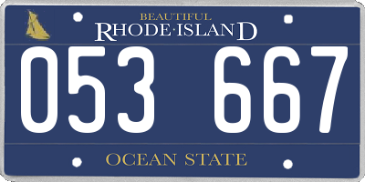 RI license plate 053667