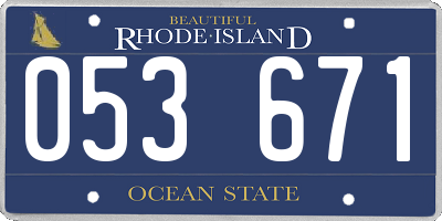 RI license plate 053671