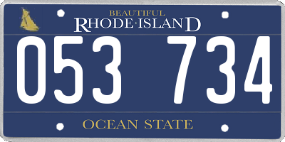 RI license plate 053734