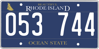RI license plate 053744
