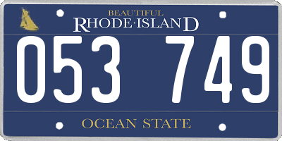 RI license plate 053749