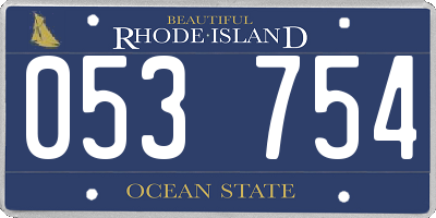 RI license plate 053754