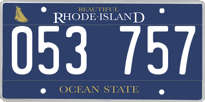 RI license plate 053757