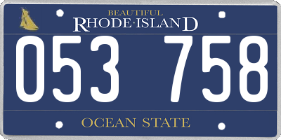 RI license plate 053758